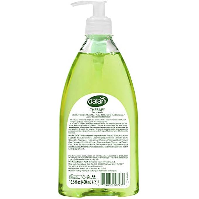 Dalan THERAPY MEDITERRANEAN OLIVE OIL ULTRA MOISTURIZING LIQUID HAND SOAP FOR NORMAL AND DRY HANDS FRESH CLEAN AND SOFT FEELING (13.5 FL OZ / 400 ML (PACK OF 6)) - Image 2